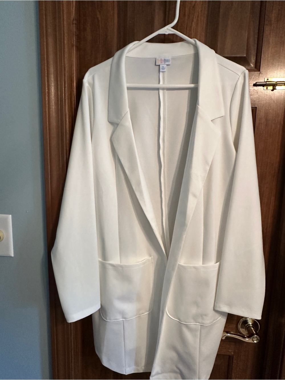 LuLaRoe White Open-Front Long Jacket